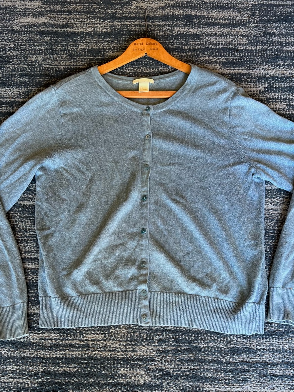 Classic Crewneck Button-Front Cardigan in Blue